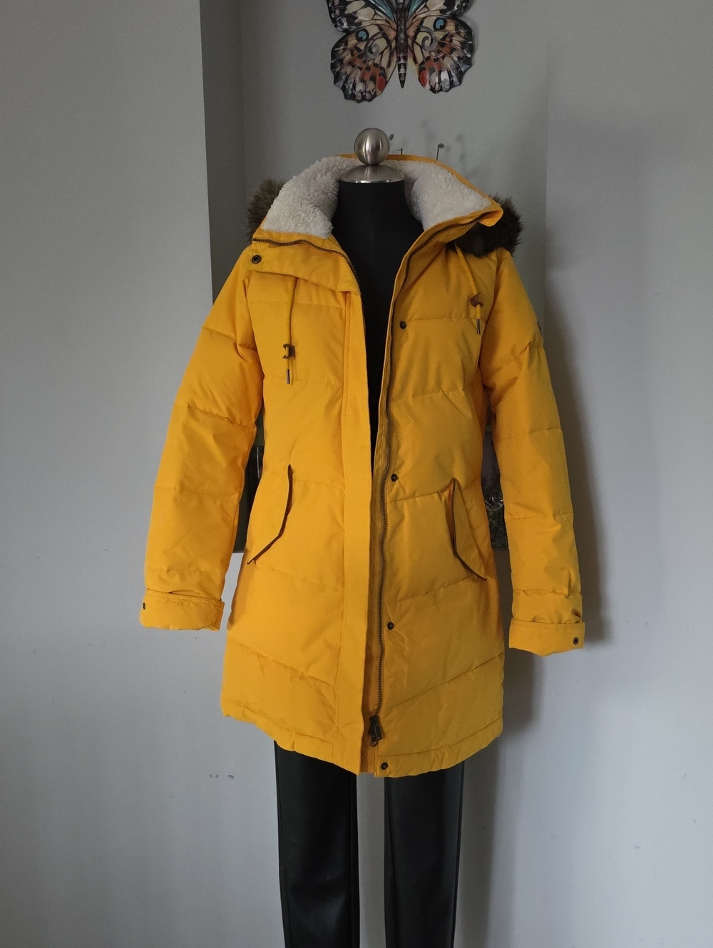ROXY Ellie Waterproof Puffer Parka Jacket Yellow Women's Size Small